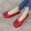 Women Loafers Genuine Split Leather Flat Heels Flower Round Toe Soft Solid Sandals Platform Ladies Shoes