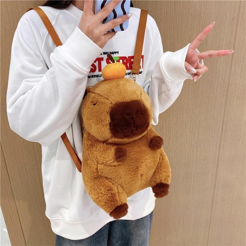 Плюшевый рюкзак Капибара Kawaii, модная плюшевая кукла, меховая сумка, детская сумка, мини-рюкзак, сумки, подарки для подруги