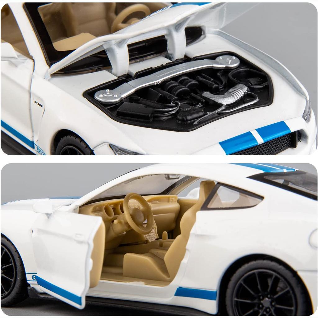 Масштаб 1/32 Shelby GT350, литая под давлением модель автомобиля, игрушечная машинка с откатным механизмом со звуком и светом для мальчиков и девочек, подарок