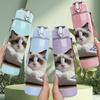 1PC Cat Using Vintage Telephone 750ml Color Plastic Sports Water Bottle Leakproof Flip Straw Lid Suitable for Sports Office Home Use