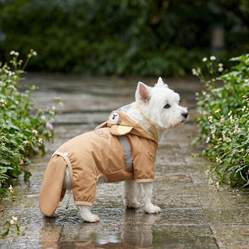 1Pcs Pet raincoat cartoon raincoat small dog dog clothing rain cape