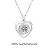 Real Sterling Silver Moissanite Heart Pendant Necklace 1 Carat D Color Diamond Necklace for Women Fashion Design Fine Jewelry