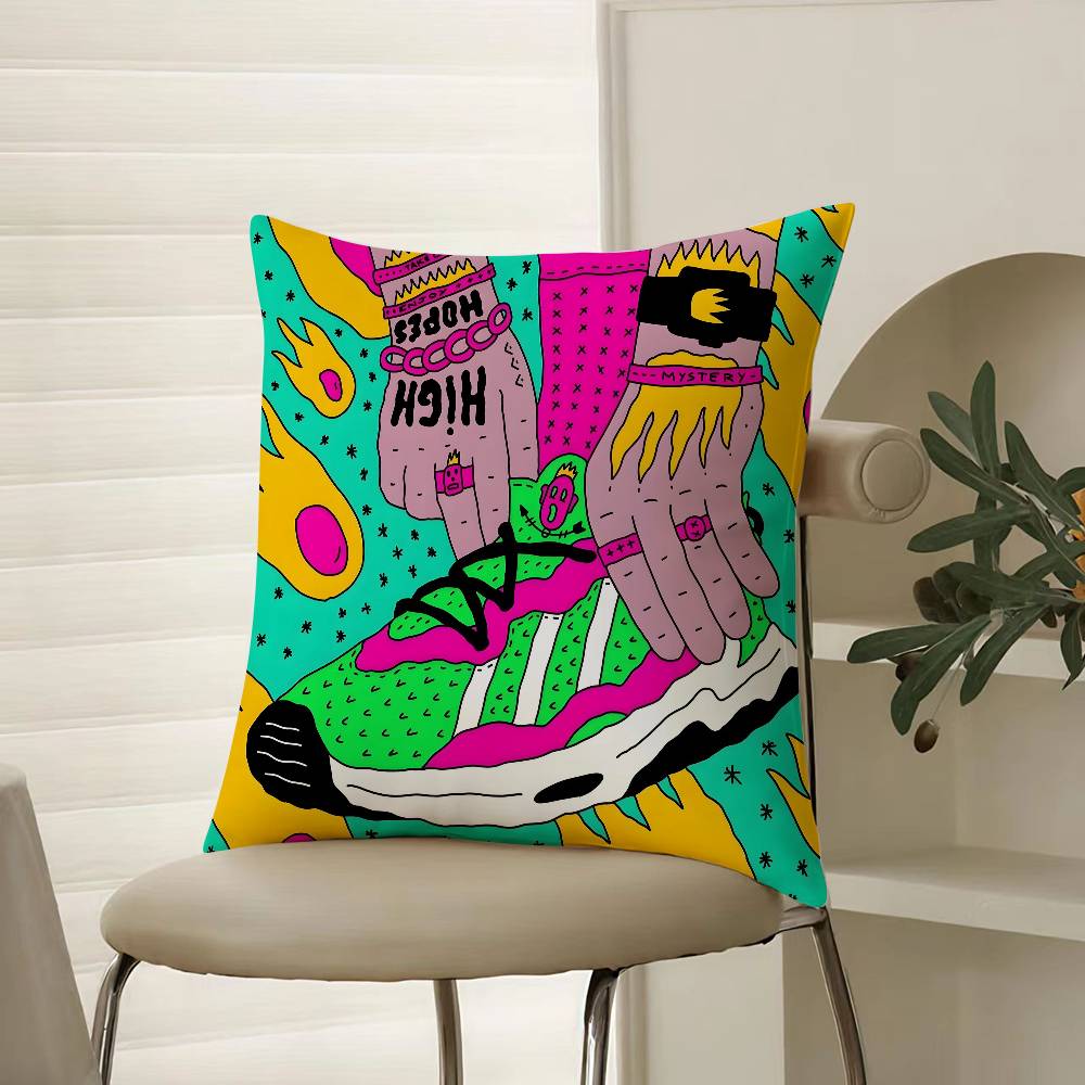 Фэнтези И Креативная Обувь Иллюстрация Наволочка Комфорт Диван-Кровать Шелковистая элегантная Невидимая молния Декоративный чехол для подушки