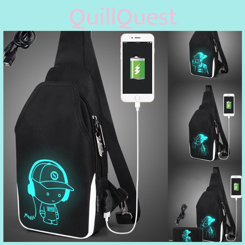 Stylish Luminous Outdoor Backpack With Usb Charging And Earphone Jack For School