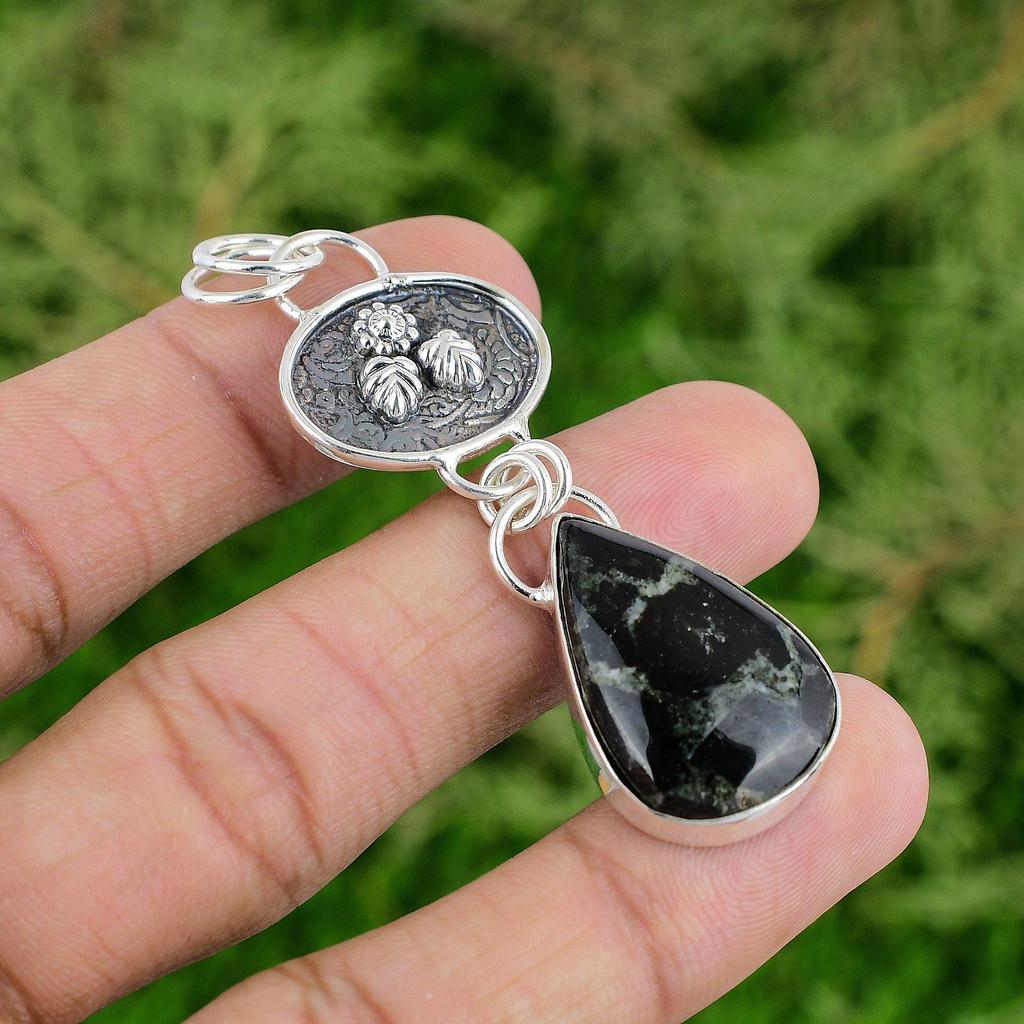 Daughters Day Deal Sterling Silver Star Galaxy Jasper Stone Boho Pendant Jewelry