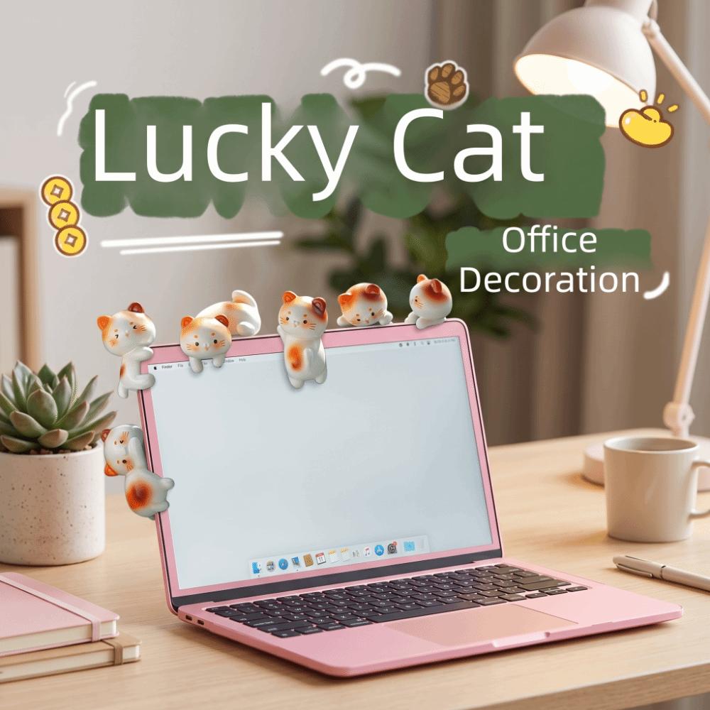 Resin Crafts Mini Cat Ornament Wealth Cat Kitten Statue Creative Cat Figurines Desktop Decoration