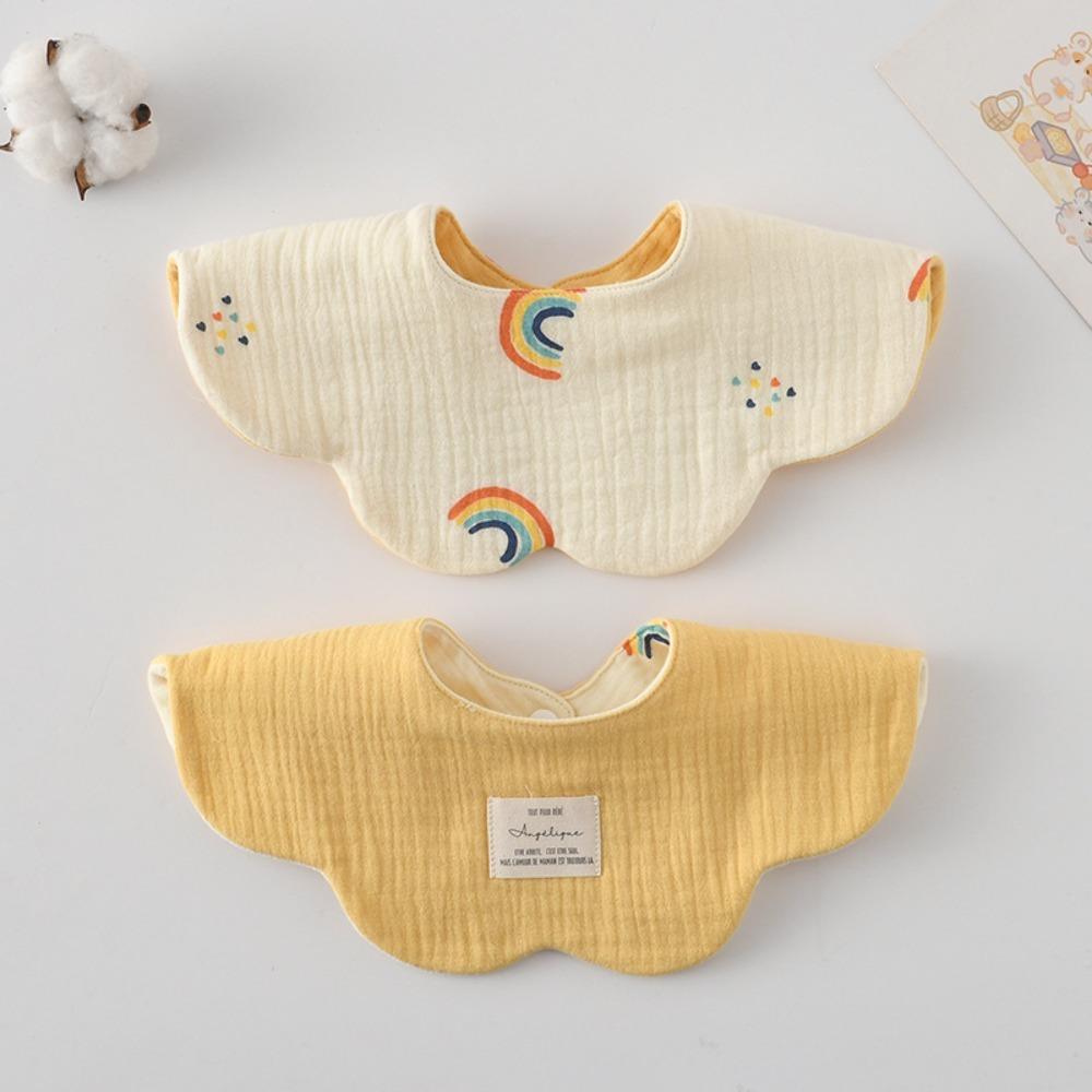 Pure Cotton Gauze Baby Feeding Bib Breathable Petal Bib Cute Drool Bib  For Kids