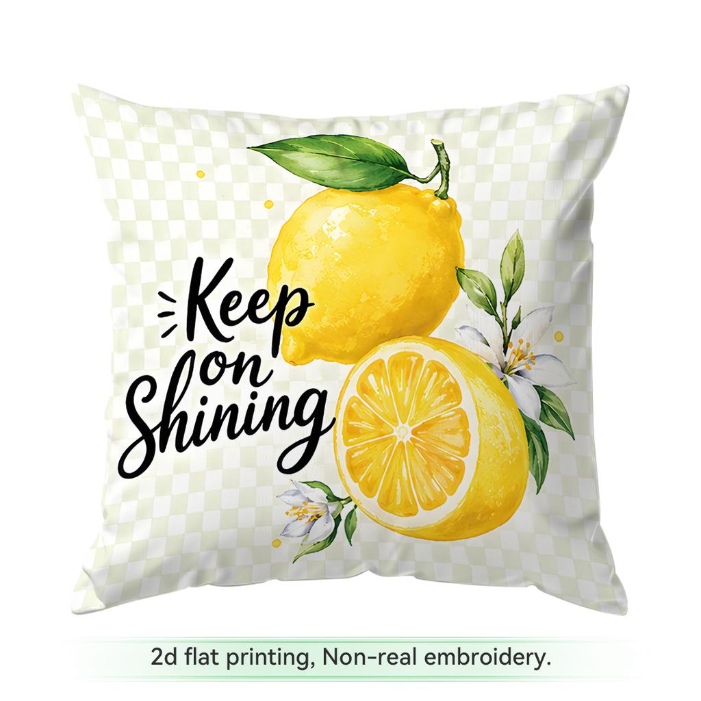 Pcs Lemon Fruit Inspirational Text Design Singlesided Printed Cushion Coversuitable For Living Roombedroomcar Decoration