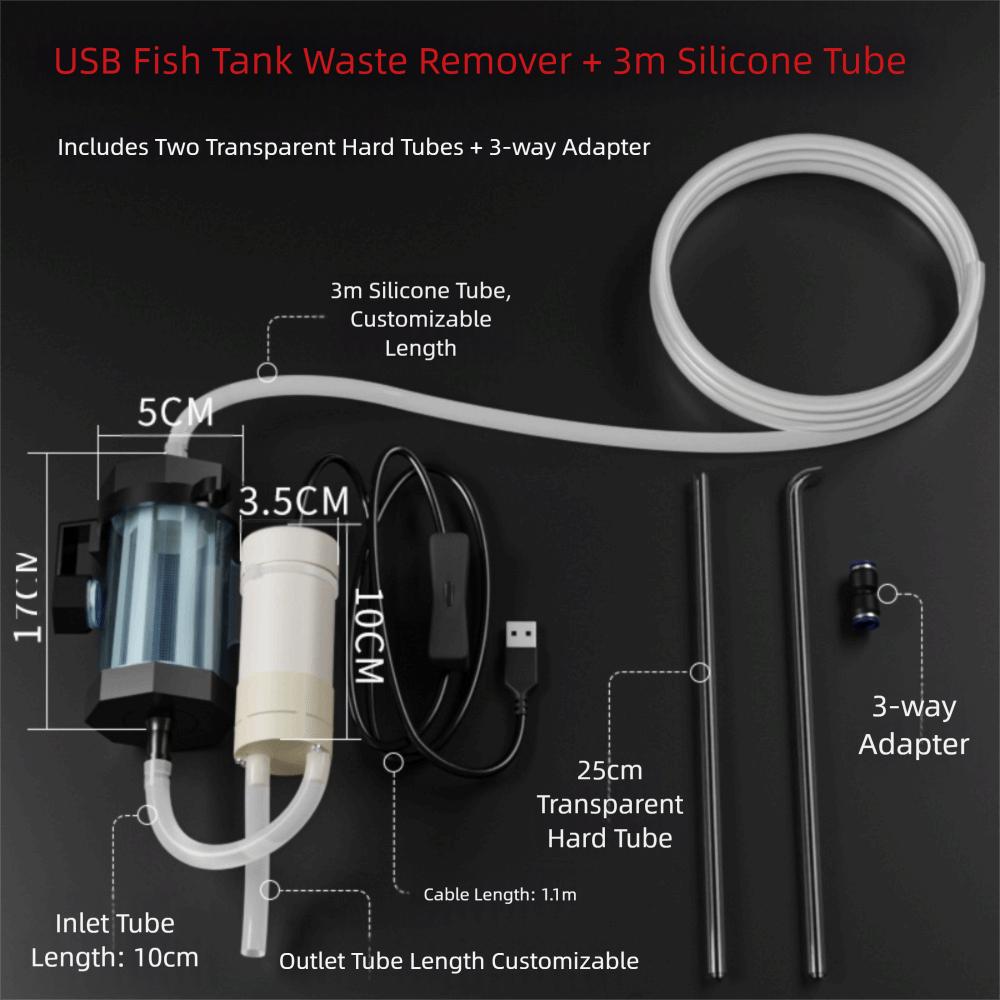 USB Powered Vacuum Gravel Cleaner Low Noise Fish Tank Cleaning Dirt Waste Remover  For Aquarium