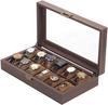 Reodoeer Wood Grain PU Watch Storage Case Box Watch Storage Box Collection Case for 12 Watches