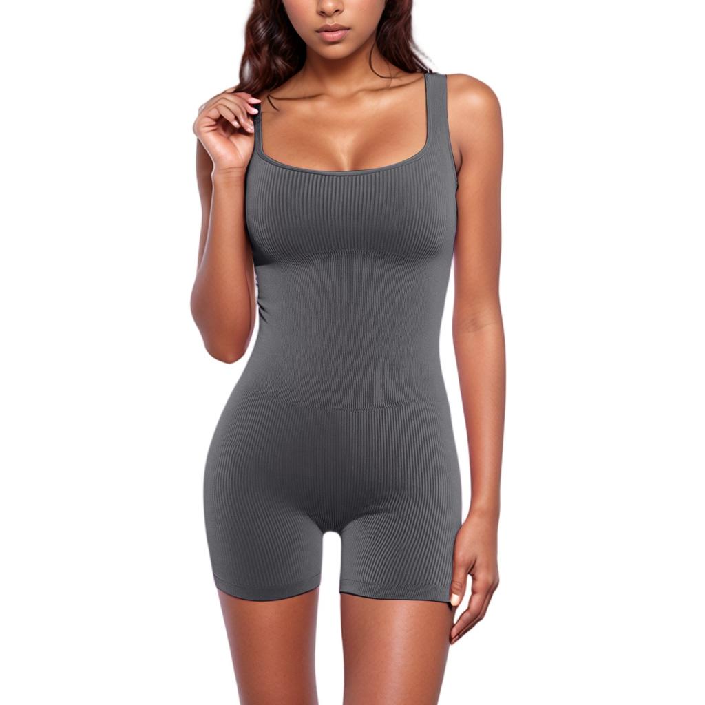 Женский комбинезон без рукавов с квадратным вырезом и подъемом бедер, облегающий сексуальный комбинезон с шортами