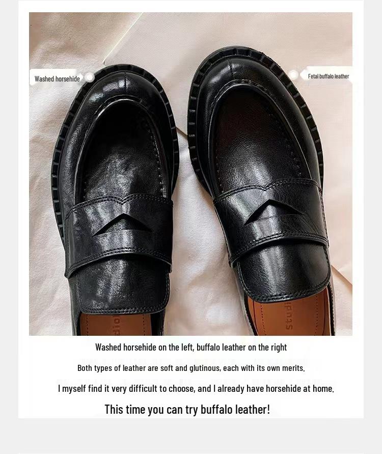 Виноградная Мама Осенние Ретро Женские Лоферы из Мягкой Кожи с Круглым Носком и Массивным Каблуком