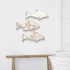 3Pcs/Set Wooden Dolphin Wall Decoration, Flowers Leaves Pattern Fish Wall Art for Beach, Lake House, Nautical Coastal Ocean Theme Hanging Ornament