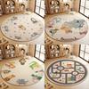 Map Animal Printing Large Area Round Rug Non-Slip Wear-resistant Circle Carpet for Living Room Bedroom Soft Floor Mat Home Decor
