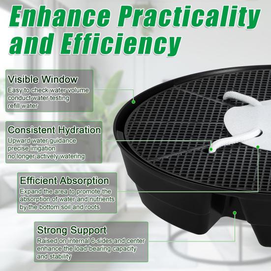 4Pcs Flower Pot Base Self-Watering Tray Set Elevated Plant Panels with Mesh Holes Prevent Over/Under Watering Plant Tray