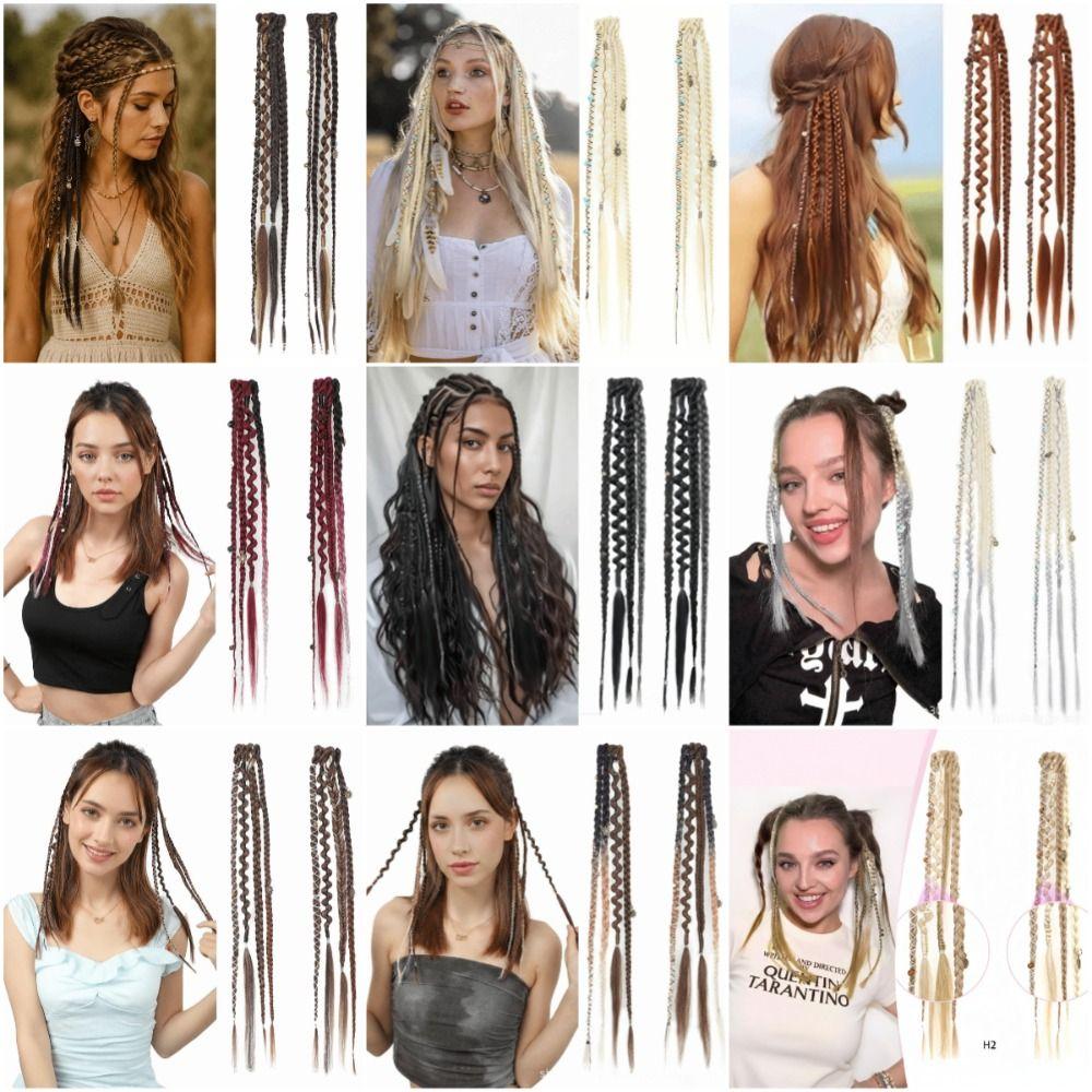 Парик 16 дюймов, накладные волосы, ручная работа, синтетическое плетение, на клипсах, длинная коса, для повседневного использования, вечеринки