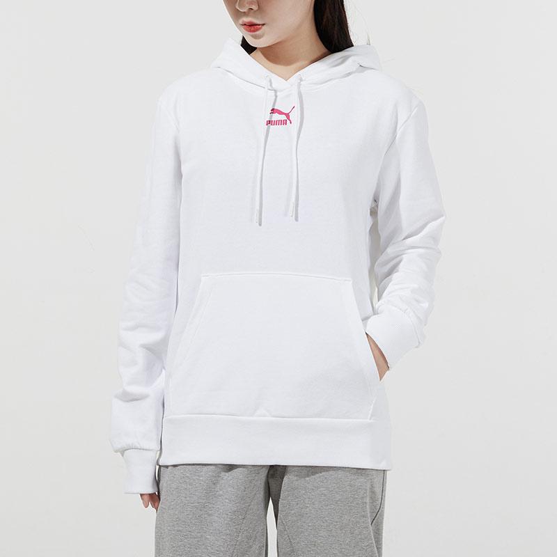 Puma Logo Print Sport Hoodie With Drawstring Женские топы Белый 534417-02