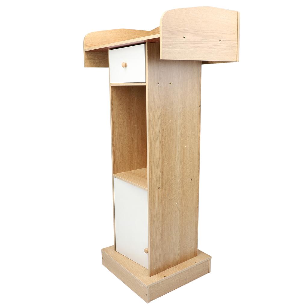 Pulpit Podium Stand MDF Modern Floor Standing Reception Desk Classroom Lectern with Storage Shelf