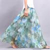 Женщины Boho длиной до пола, длинные пляжные вечеринки, свободные расклешенные винтажные богемные шифоновые юбки с цветочным принтом