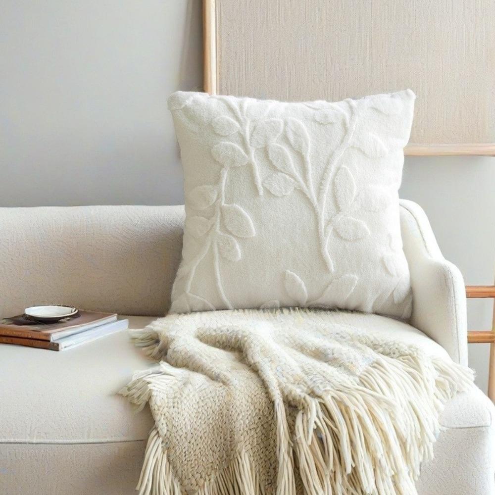 1pcs Plush Jacquard Throw Pillow Cover Modern Simple Stamping Waist Cushion Cover Decor Home Decorative Pillowcases