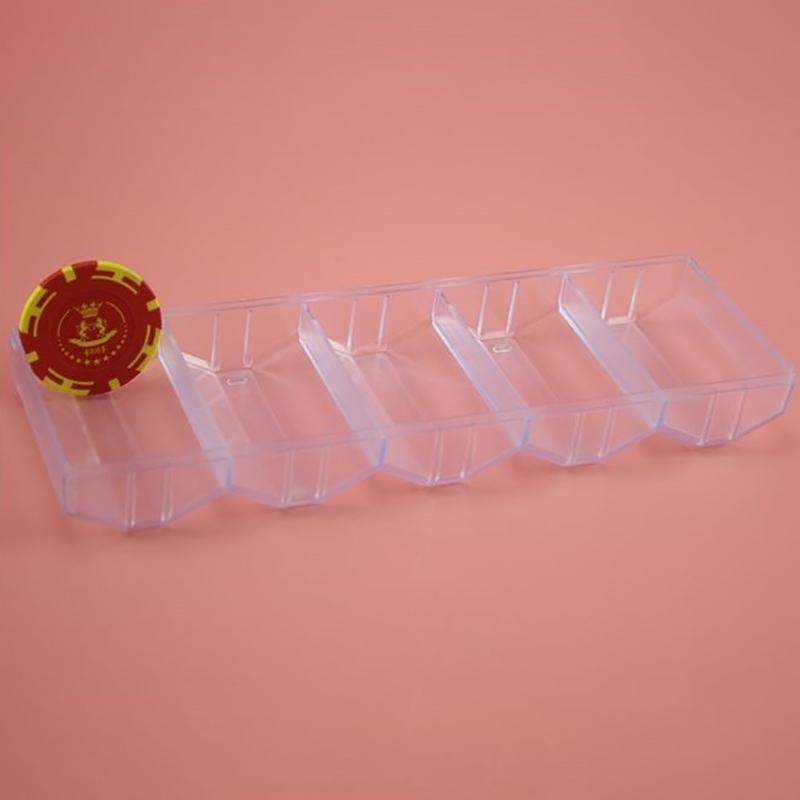 Professional Acrylic Poker Chip Holder Tray Holds 100 Chips Holder 5 Grids Organizer Display Cabinet Party Game