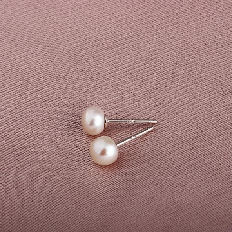 Серьги-пусеты из стерлингового серебра 925 пробы с пресноводным жемчугом - Модная бижутерия в корейском стиле для Рождества