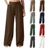 Women's Fashion Solid Color Casual Trousers Wide Leg Pants Loose Cotton And Linen Trousers