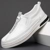 Spring New Shoes for Men Leather Casual Shoes White Flats Skateboard Shoes Youth Slip-on Loafers