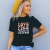 Футболка в стиле ретро «Любовь как Иисус», женская винтажная футболка, женская одежда, христианская одежда в стиле Харадзюку, повседневная футболка с круглым вырезом