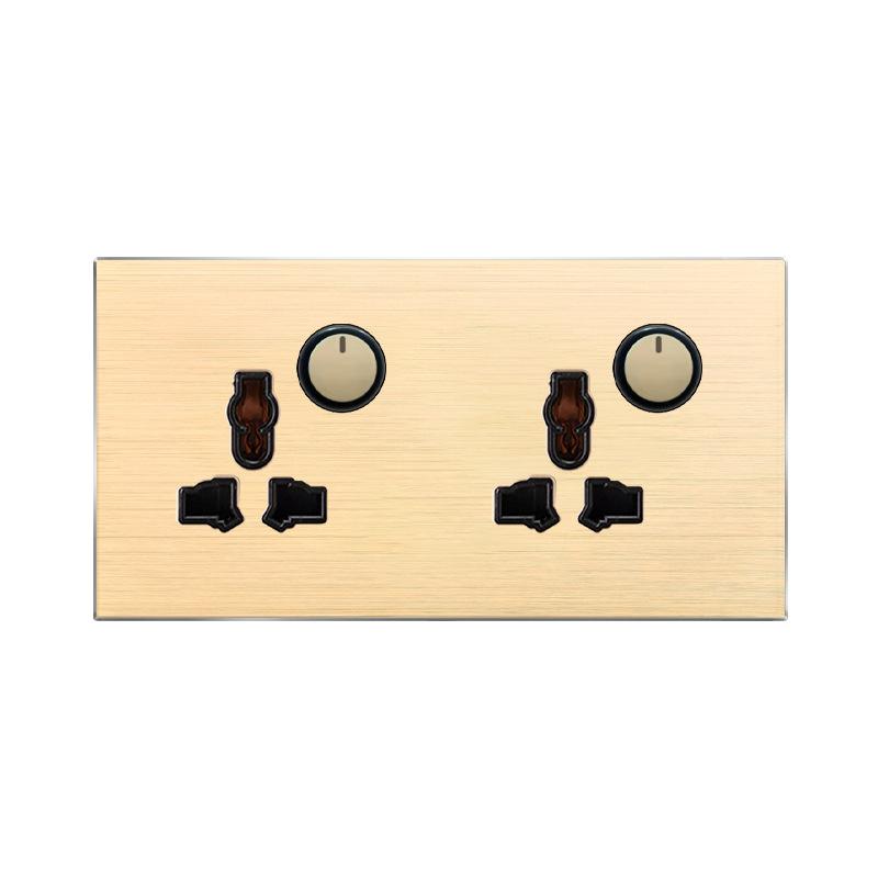 86 тип 1 2 3 4-клавишный 12-позиционный светодиодный индикаторный выключатель из алюминиевого сплава, универсальная роскошная настенная двойная розетка ЕС Франция Великобритания