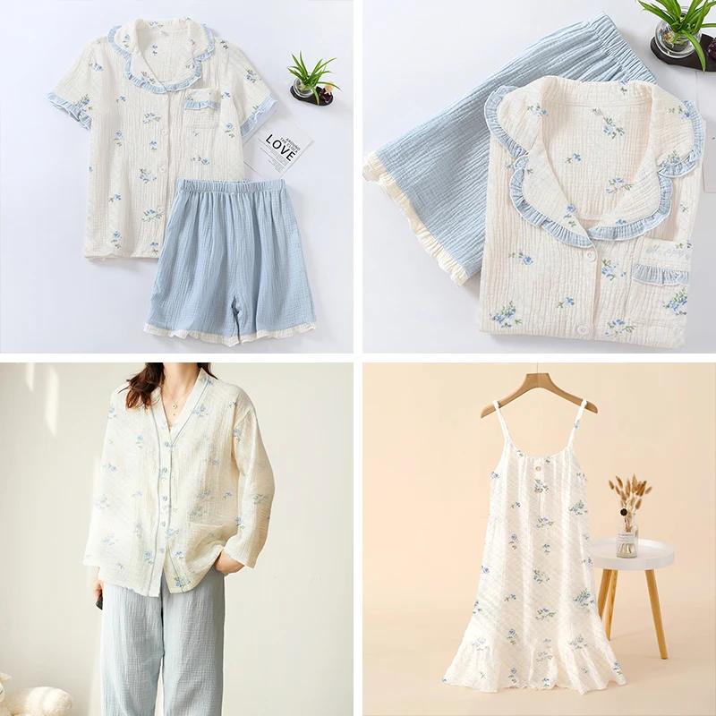 135x50 см/500 см Чистый хлопок с принтом, двухслойная креповая ткань, для изготовления мягкой пижамы, одежды, одеяла, ткань для DIY одежды