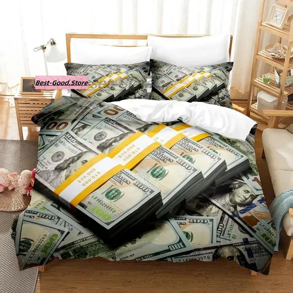 Постельное белье Dolar Single Twin Ful Quen King-Sized Размеры Размеры Комплект постельного белья Взрослый Детская спальня Комплекты пододеяльников 3D печать Деньги Комплект простыней