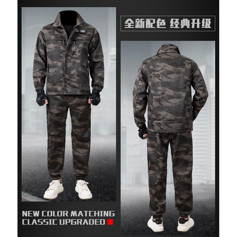 Heavy Duty Workwear Set Men Women Cotton Camo Jacket Pants Industrial Uniform