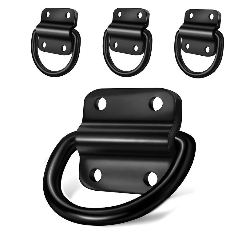 4x Heavy Duty D-Ring Pull Hook Stainless Steel Trailer Tie Down Anchor Black Secure Cargo Car Truck Enclosed Multi Purpose Mount