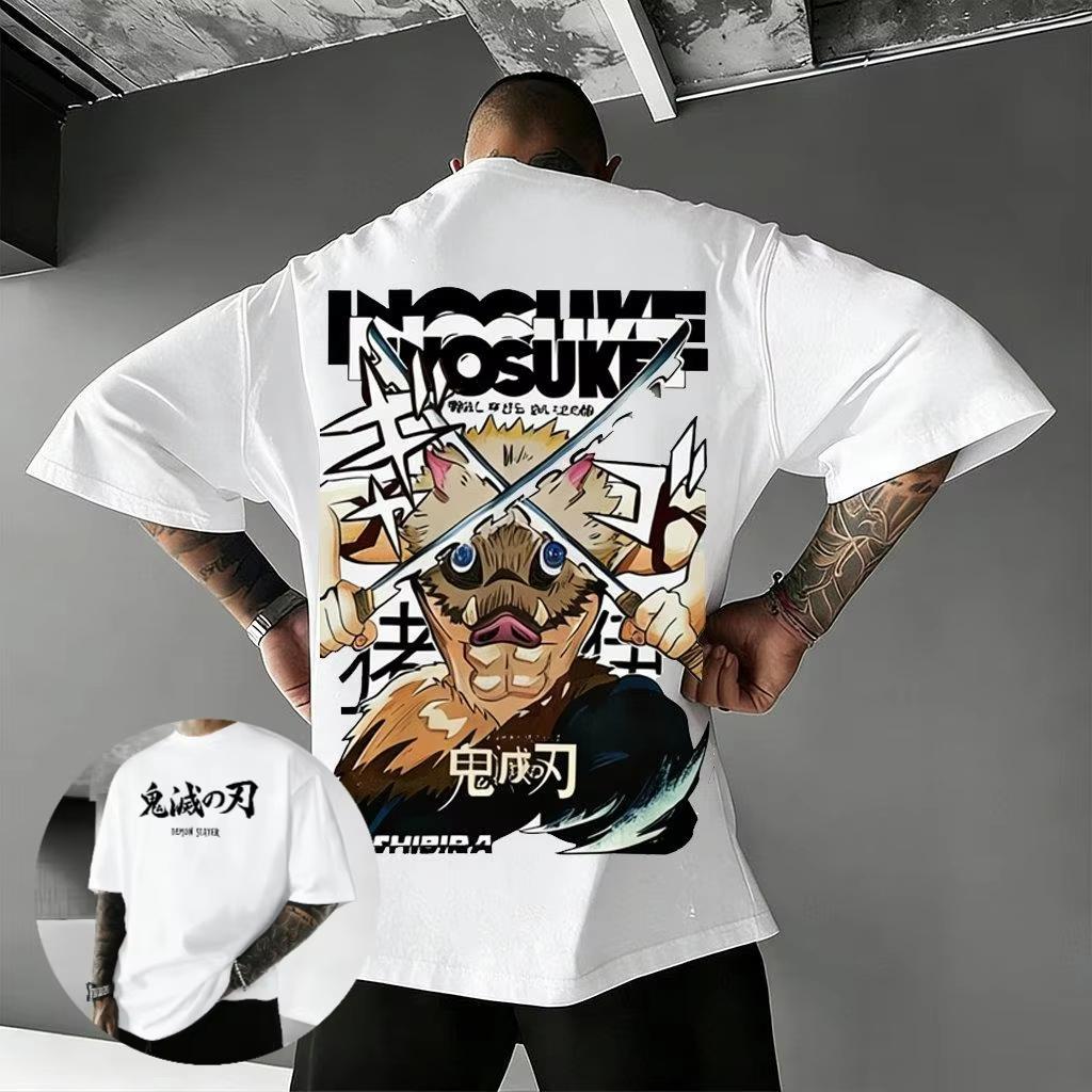 2026 Anime Demon Slayer Hashibira Inosuke T Shirt Summer Cotton Unisexs Unisex Streetwear Casual Trendy Short Sleeve Oversize Top