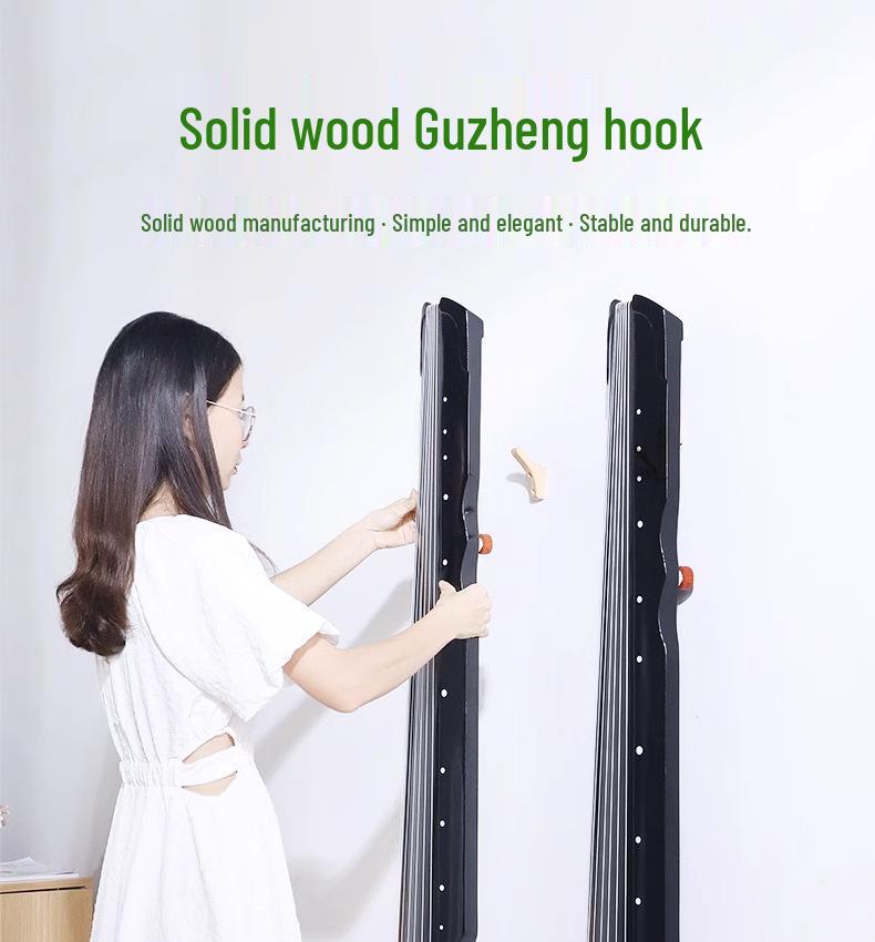 Настенный держатель-подставка из массива дерева для гуциня и крючок для аксессуаров