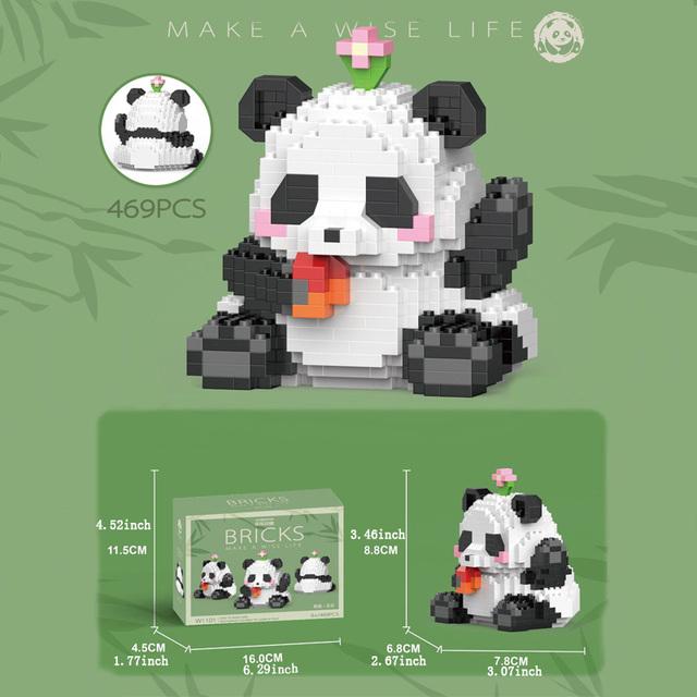 Mini Cute Creative Panda Micro Building Blocks 3D Diamond Model Animals Bricks DIY City Construction Toys for Children Kids Gift