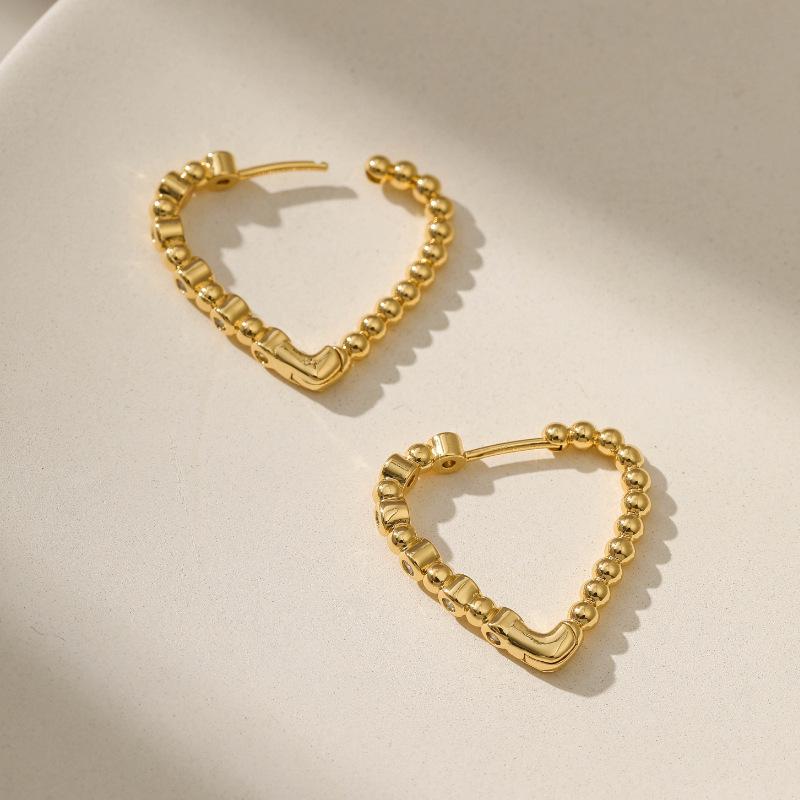 Серьги-гвоздики из меди с покрытием K Gold, креативные, с цирконами, простые
