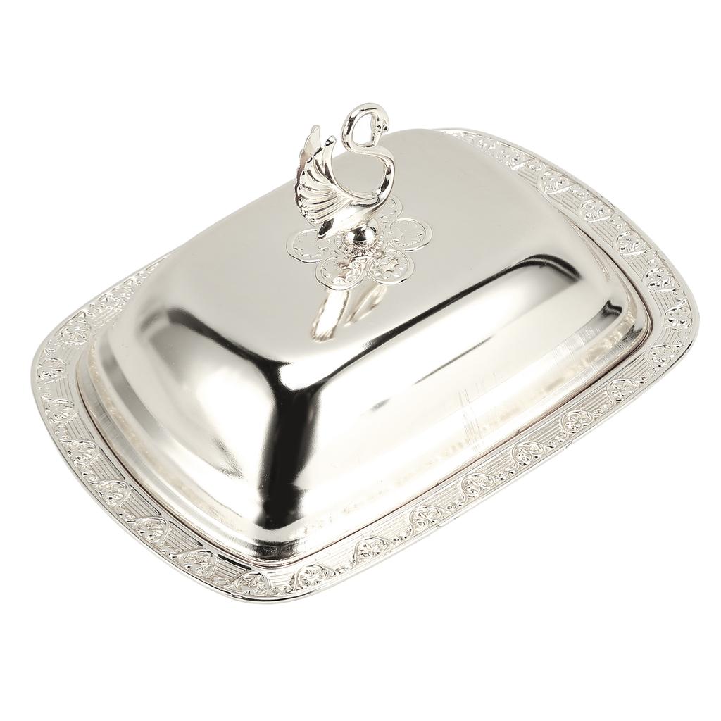 Gold Fruit Tray European Style Metal Fruit Plate Table Decoration with Lid for Snacks Candies