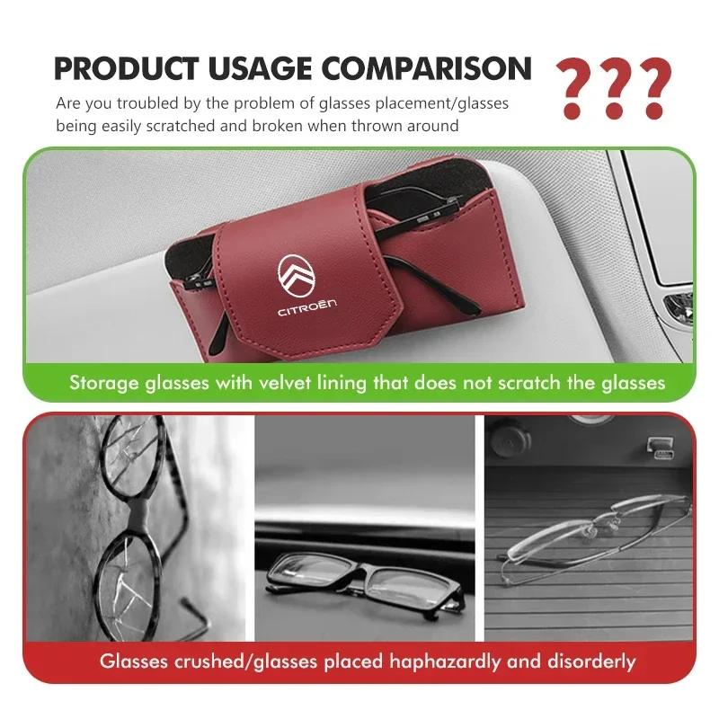 Magnetic Leather Car Storage Glasses Case Accessories For Citroen C4 C3 C5 C1 C2 C6 C4L DS3 DS4 Berlingo Picasso Jumper