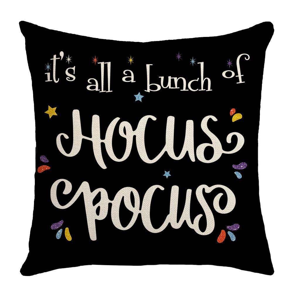 2023 Хэллоуин Декор Чехлы для подушек Простые наволочки с буквенным принтом 18x18 дюймов Праздничные украшения Льняная черная наволочка