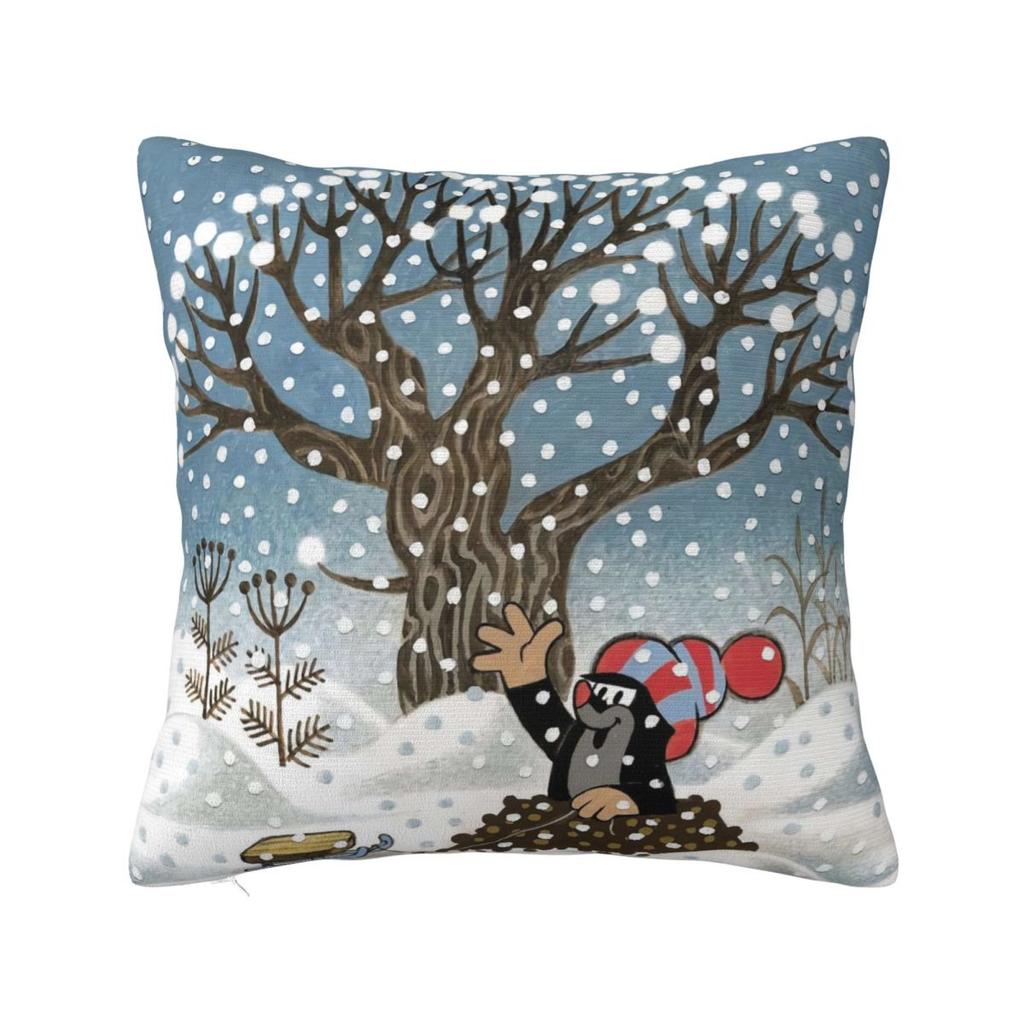 The Little Mole In The Snow Pillow Cover Cute Funny Pillow Case For Sofa Home Decoration Cushion Cover Soft Pillowcases Gift