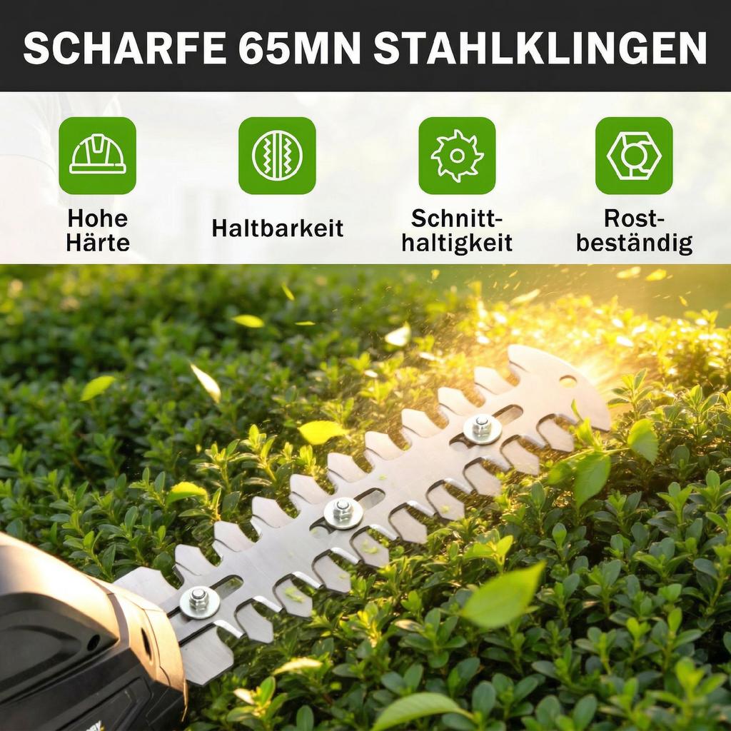 2-in-1 Cordless Hedge Trimmer & Grass Shear with 7.2V 2 x Rechargeable 2000mAh Batteries, 2 Changeable Blades
