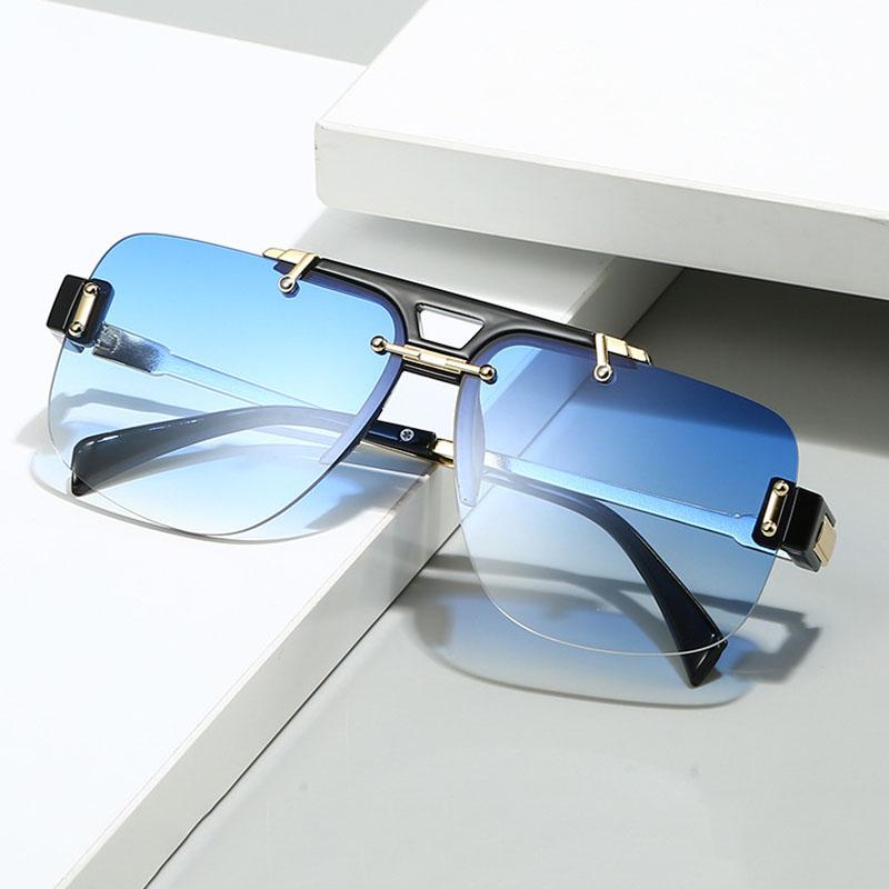 Классические солнцезащитные очки-авиаторы с полуободком в стиле Y2K, винтажные, большие, панк, металлические, от люксового бренда, дизайнерские, с защитой от УФ