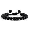 Мужские и женские эластичные браслеты из матового черного вулканического камня 8 мм