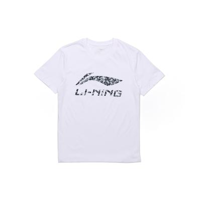Li-Ning Футболка унисекс с коротким рукавом и круглым вырезом, повседневная, с большим логотипом, белая, AHSR669-2