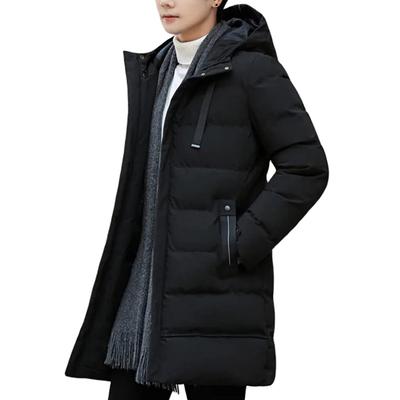 ODFMCE Мужское длинное пуховое пальто с капюшоном, толстая зимняя куртка, 3XL, черный