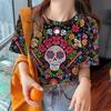 Женская футболка с черепами, модная женская футболка с коротким рукавом, новая повседневная футболка, женская одежда, одежда для девушек, одежда с круглым вырезом