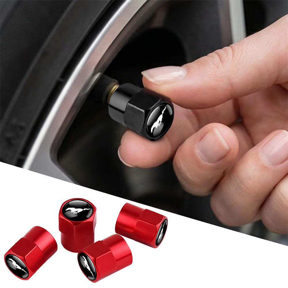 4Pcs Car Emblem Tire Valve Covers Dust Cap Accessories for Ford focus Fiesta Shelby EcoSport ESCORT ranger fusion mondeo Mustang