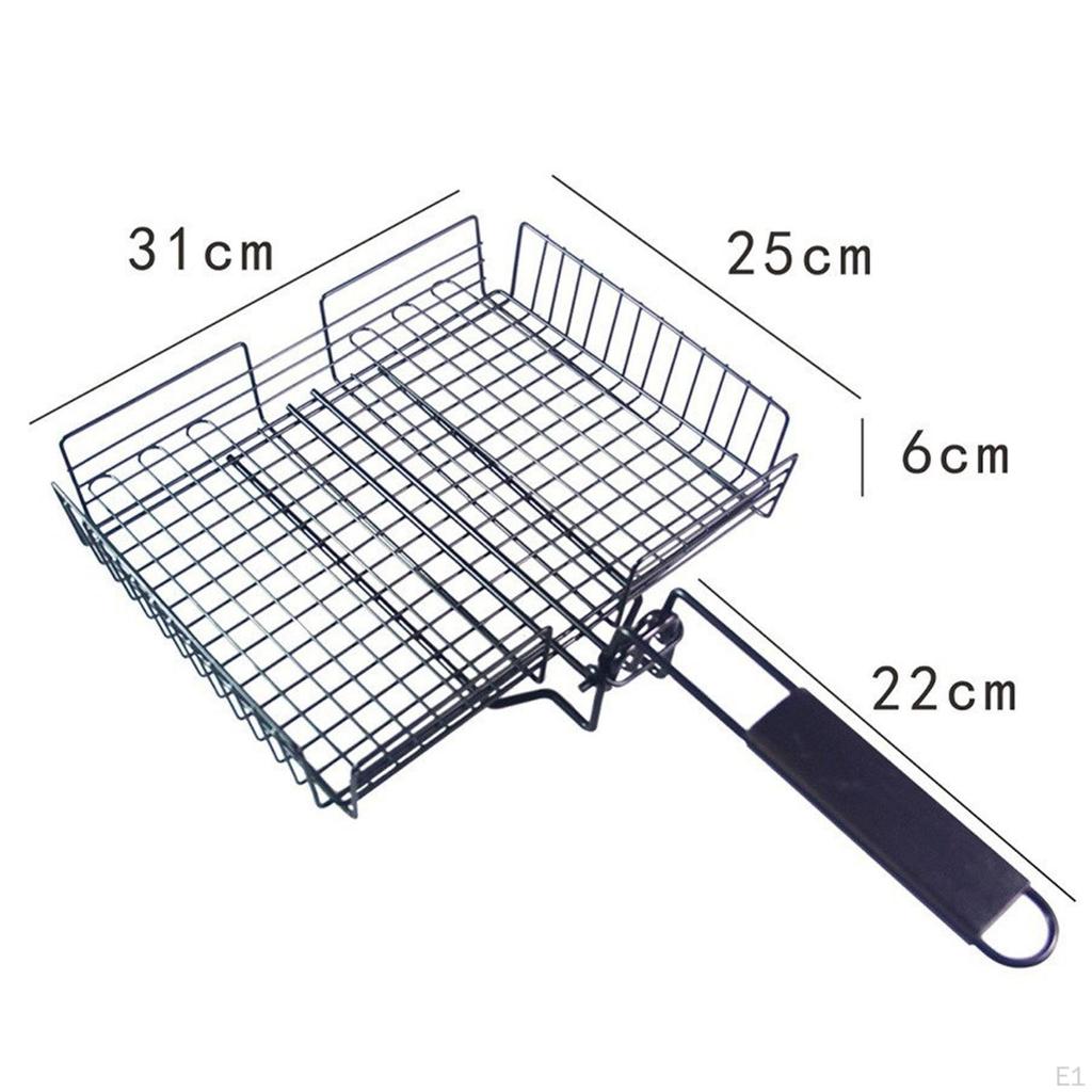 Barbecue Grilling Basket Mesh Large Folding Handle Outdoor Cooking Tool Accessory